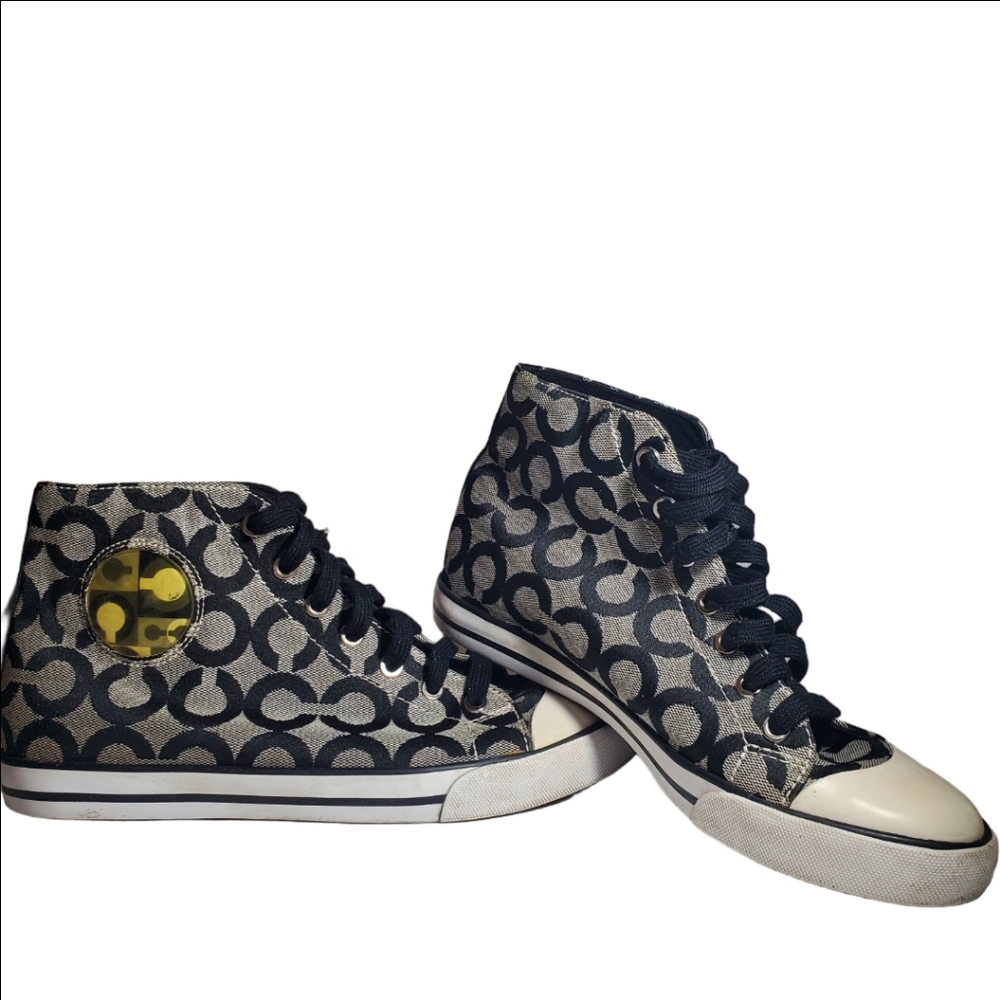 COACH Cardinal High Tops Lace Up Sneakers Black & Grey Women's Size 8.5 EUC - Picture 3 of 14